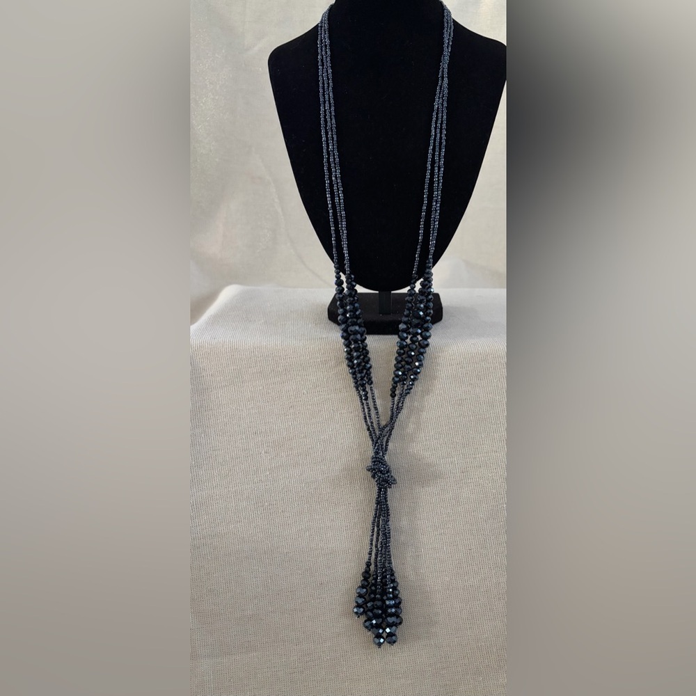 Long Black Beaded Tassel Necklace - Women's Jewelry